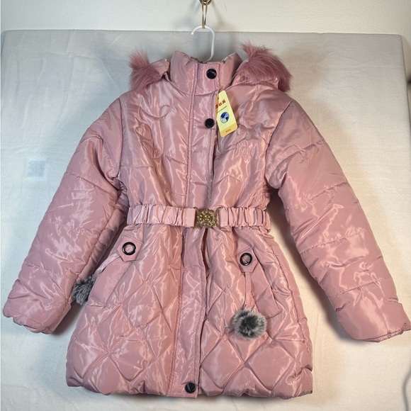 Source Unknown Other - Young Girl's Zip-up with Snap Closured Hooded Pink Puffer Coat Size 3XL NWT